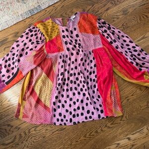 Colorful Anthropologie Polka Dot Blouse L